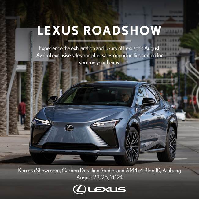Lexus PH is holding a roadshow from August 23-25 at Karrera Alabang ...